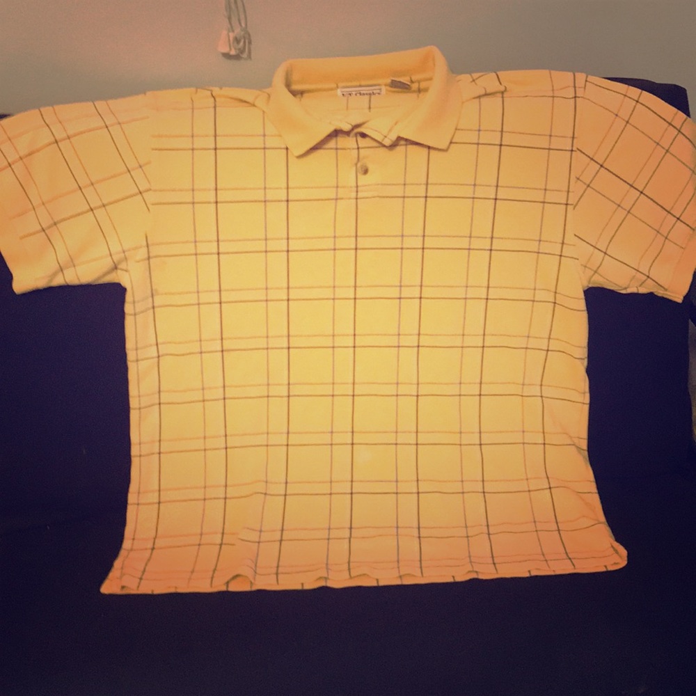 Plaid yellow short sleeve polo